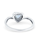 Halo Heart Art Deco Wedding Bridal Ring Round Simulated Cubic Zirconia 925 Sterling Silver