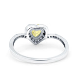Halo Heart Art Deco Wedding Bridal Ring Round Simulated Cubic Zirconia 925 Sterling Silver