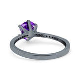 Art Deco Wedding Engagement Bridal Ring Round Simulated Cubic Zirconia 925 Sterling Silver