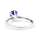 Art Deco Wedding Engagement Bridal Ring Round Simulated Cubic Zirconia 925 Sterling Silver