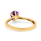 Art Deco Wedding Engagement Bridal Ring Round Simulated Cubic Zirconia 925 Sterling Silver