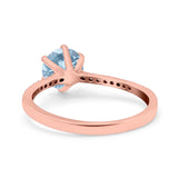 Art Deco Wedding Engagement Bridal Ring Round Simulated Cubic Zirconia 925 Sterling Silver