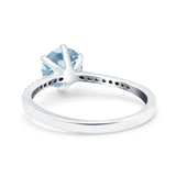 Art Deco Wedding Engagement Bridal Ring Round Simulated Cubic Zirconia 925 Sterling Silver