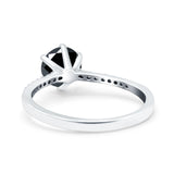 Art Deco Wedding Engagement Bridal Ring Round Simulated Cubic Zirconia 925 Sterling Silver