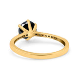 Art Deco Wedding Engagement Bridal Ring Round Simulated Cubic Zirconia 925 Sterling Silver