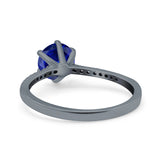 Art Deco Wedding Engagement Bridal Ring Round Simulated Cubic Zirconia 925 Sterling Silver