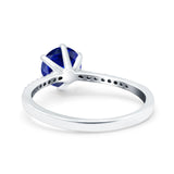 Art Deco Wedding Engagement Bridal Ring Round Simulated Cubic Zirconia 925 Sterling Silver