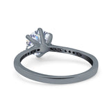 Art Deco Wedding Engagement Bridal Ring Round Simulated Cubic Zirconia 925 Sterling Silver