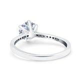 Art Deco Wedding Engagement Bridal Ring Round Simulated Cubic Zirconia 925 Sterling Silver