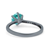 Art Deco Wedding Engagement Bridal Ring Round Simulated Cubic Zirconia 925 Sterling Silver