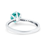 Art Deco Wedding Engagement Bridal Ring Round Simulated Cubic Zirconia 925 Sterling Silver