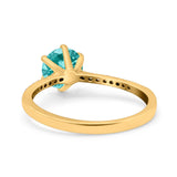 Art Deco Wedding Engagement Bridal Ring Round Simulated Cubic Zirconia 925 Sterling Silver