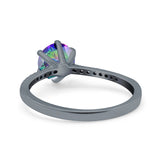 Art Deco Wedding Engagement Bridal Ring Round Simulated Cubic Zirconia 925 Sterling Silver