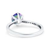 Art Deco Wedding Engagement Bridal Ring Round Simulated Cubic Zirconia 925 Sterling Silver