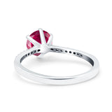 Art Deco Wedding Engagement Bridal Ring Round Simulated Cubic Zirconia 925 Sterling Silver