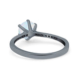 Art Deco Wedding Engagement Bridal Ring Round Simulated Cubic Zirconia 925 Sterling Silver