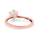 Art Deco Wedding Engagement Bridal Ring Round Simulated Cubic Zirconia 925 Sterling Silver