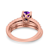 Art Deco Two Piece Wedding Bridal Ring Band Round Simulated Cubic Zirconia 925 Sterling Silver