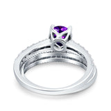 Art Deco Two Piece Wedding Bridal Ring Band Round Simulated Cubic Zirconia 925 Sterling Silver