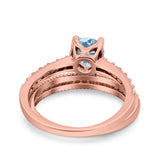 Art Deco Two Piece Wedding Bridal Ring Band Round Simulated Cubic Zirconia 925 Sterling Silver