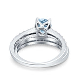 Art Deco Two Piece Wedding Bridal Ring Band Round Simulated Cubic Zirconia 925 Sterling Silver