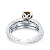Art Deco Two Piece Wedding Bridal Ring Band Round Simulated Cubic Zirconia 925 Sterling Silver