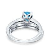 Art Deco Two Piece Wedding Bridal Ring Band Round Simulated Cubic Zirconia 925 Sterling Silver