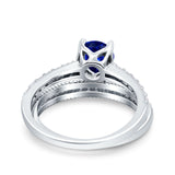 Art Deco Two Piece Wedding Bridal Ring Band Round Simulated Cubic Zirconia 925 Sterling Silver