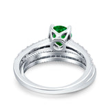 Art Deco Two Piece Wedding Bridal Ring Band Round Simulated Cubic Zirconia 925 Sterling Silver