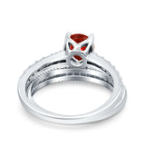 Art Deco Two Piece Wedding Bridal Ring Band Round Simulated Cubic Zirconia 925 Sterling Silver