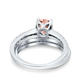 Art Deco Two Piece Wedding Bridal Ring Band Round Simulated Cubic Zirconia 925 Sterling Silver