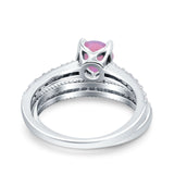 Art Deco Two Piece Wedding Bridal Ring Band Round Simulated Cubic Zirconia 925 Sterling Silver