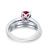 Art Deco Two Piece Wedding Bridal Ring Band Round Simulated Cubic Zirconia 925 Sterling Silver