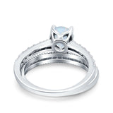 Art Deco Two Piece Wedding Bridal Ring Band Round Simulated Cubic Zirconia 925 Sterling Silver