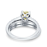 Art Deco Two Piece Wedding Bridal Ring Band Round Simulated Cubic Zirconia 925 Sterling Silver