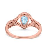 Halo Art Deco Wedding Pear Bridal Ring Crisscross Round Simulated Cubic Zirconia 925 Sterling Silver