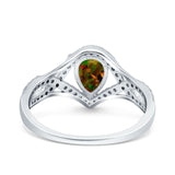 Halo Art Deco Wedding Pear Bridal Ring Crisscross Round Simulated Cubic Zirconia 925 Sterling Silver