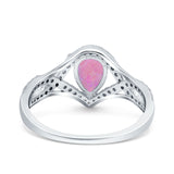 Halo Art Deco Wedding Pear Bridal Ring Crisscross Round Simulated Cubic Zirconia 925 Sterling Silver