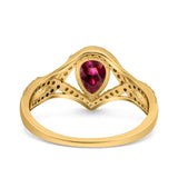 Halo Art Deco Wedding Pear Bridal Ring Crisscross Round Simulated Cubic Zirconia 925 Sterling Silver