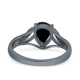 Teardrop Dainty Art Deco Pear Wedding Engagement Bridal Ring Round Simulated Cubic Zirconia 925 Sterling Silver