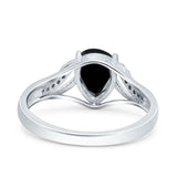 Teardrop Dainty Art Deco Pear Wedding Engagement Bridal Ring Round Simulated Cubic Zirconia 925 Sterling Silver