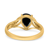 Teardrop Dainty Art Deco Pear Wedding Engagement Bridal Ring Round Simulated Cubic Zirconia 925 Sterling Silver