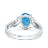 Teardrop Dainty Art Deco Pear Wedding Engagement Bridal Ring Round Simulated Cubic Zirconia 925 Sterling Silver