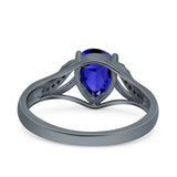 Teardrop Dainty Art Deco Pear Wedding Engagement Bridal Ring Round Simulated Cubic Zirconia 925 Sterling Silver