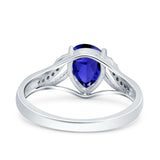 Teardrop Dainty Art Deco Pear Wedding Engagement Bridal Ring Round Simulated Cubic Zirconia 925 Sterling Silver