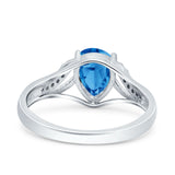 Teardrop Dainty Art Deco Pear Wedding Engagement Bridal Ring Round Simulated Cubic Zirconia 925 Sterling Silver