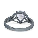 Teardrop Dainty Art Deco Pear Wedding Engagement Bridal Ring Round Simulated Cubic Zirconia 925 Sterling Silver