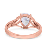 Teardrop Dainty Art Deco Pear Wedding Engagement Bridal Ring Round Simulated Cubic Zirconia 925 Sterling Silver