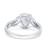 Teardrop Dainty Art Deco Pear Wedding Engagement Bridal Ring Round Simulated Cubic Zirconia 925 Sterling Silver