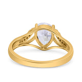 Teardrop Dainty Art Deco Pear Wedding Engagement Bridal Ring Round Simulated Cubic Zirconia 925 Sterling Silver